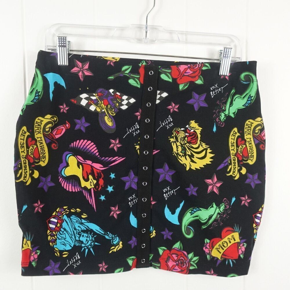 Betsey Johnson Womens Tatoo Print Skirt Large - Picture 2 of 11